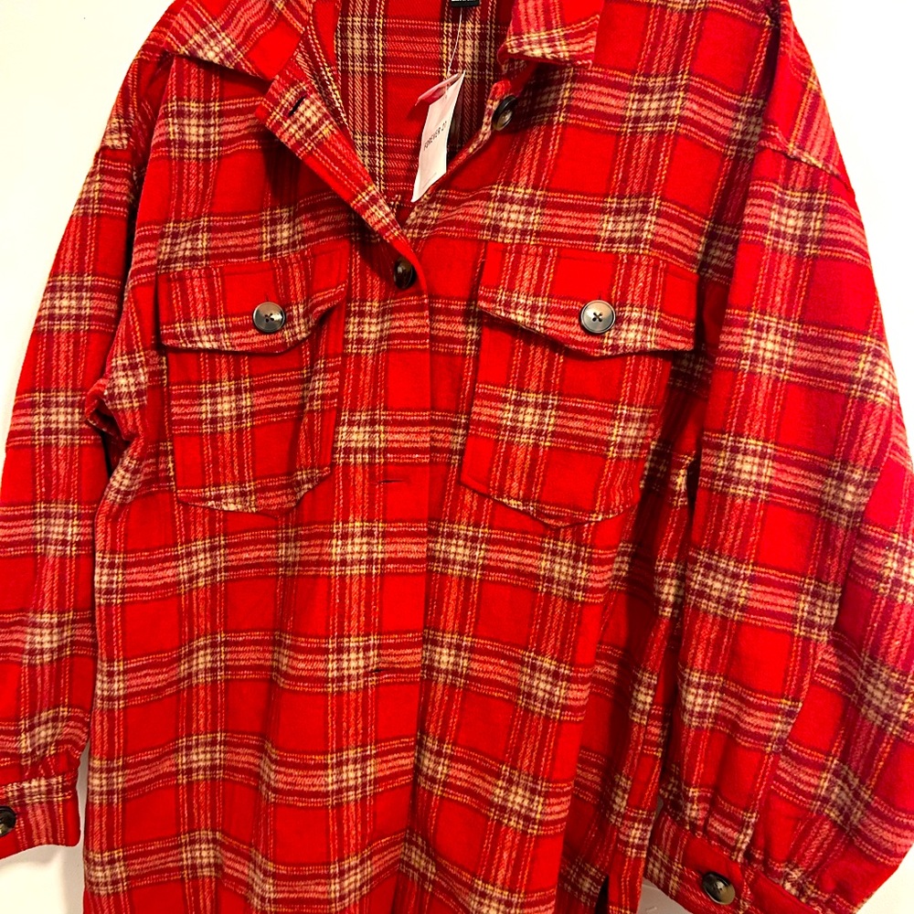 Forever21 Red Plaid Jacket Shirt